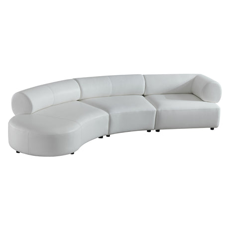 Stuart - Contemporary White Leather Left Facing Chaise Sectional Sofa - View Image 1