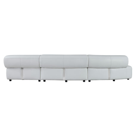 Stuart - Contemporary White Leather Left Facing Chaise Sectional Sofa - View Image 1