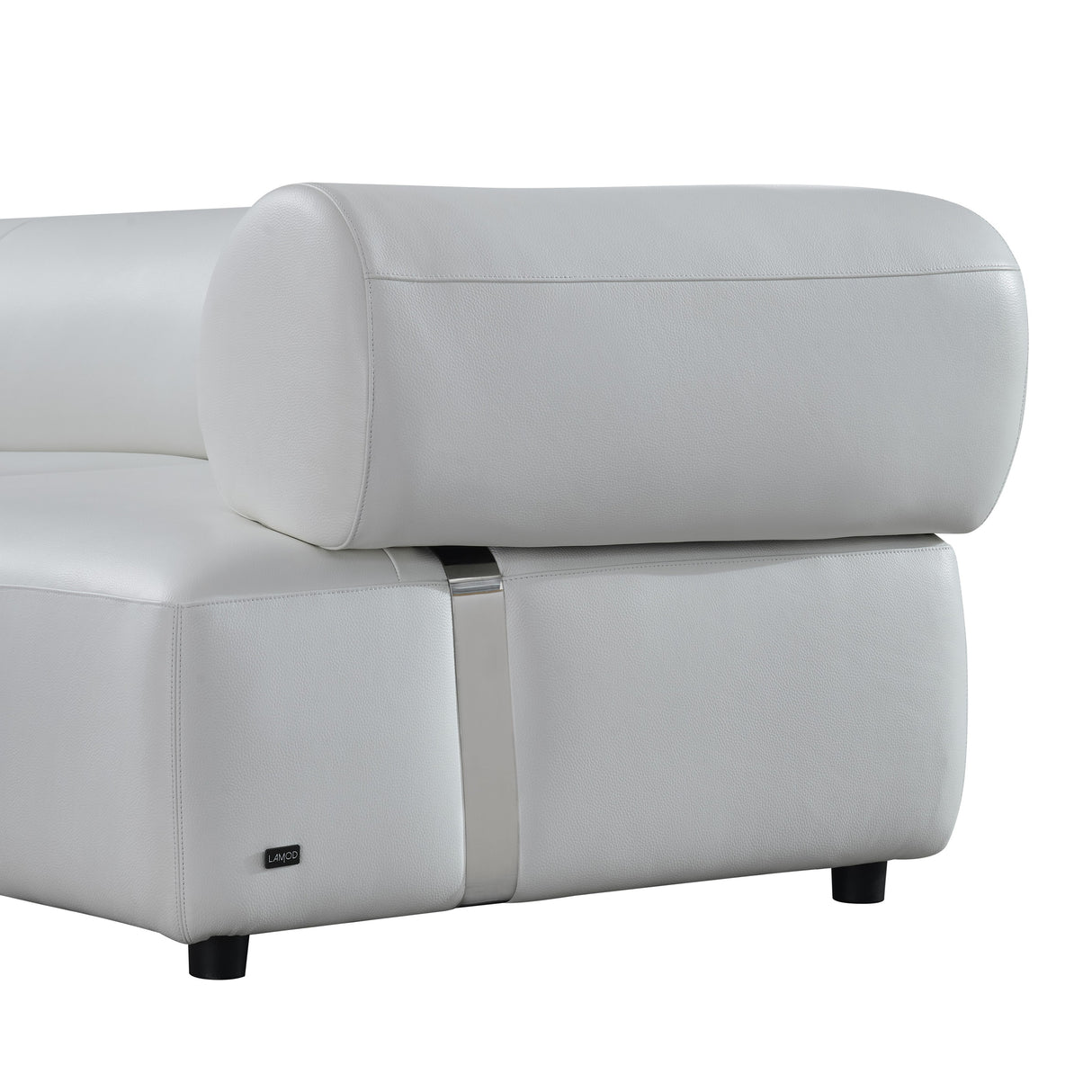 Stuart - Contemporary White Leather Left Facing Chaise Sectional Sofa - View Image 1