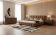 Eastern King Harris + Roma - Modern Brown Fabric + Walnut 4-Piece Bedroom Set - View Image 1