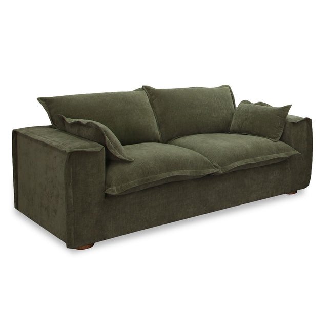 Durbin - Modern Green Fabric Loveseat - View Image 1
