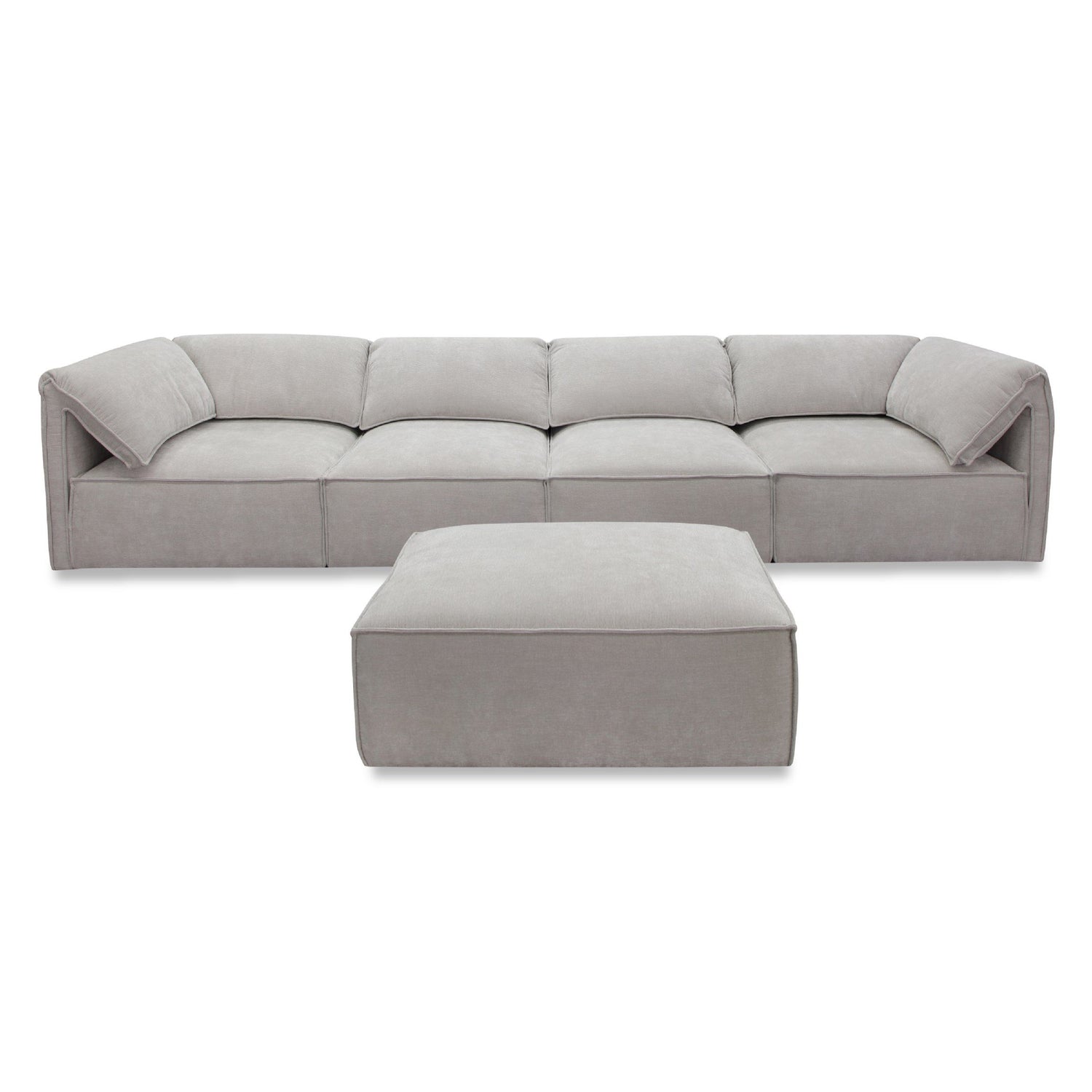 Gene - Modern Light Grey Fabric Modular Sectional Sofa-5-Piece Sectional - View Image 1
