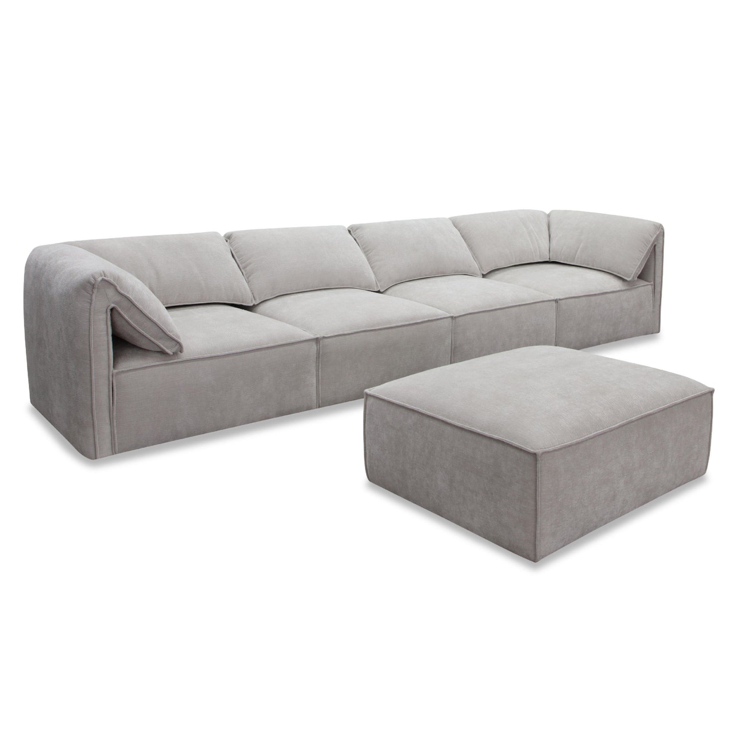 Gene - Modern Light Grey Fabric Modular Sectional Sofa-5-Piece Sectional - View Image 1