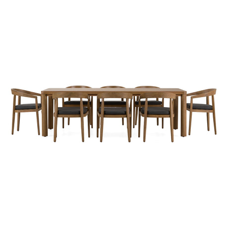 Evora + Sintra - Outdoor Eucalyptus + Grey Olefin 9-Piece Dining Set - View Image 1