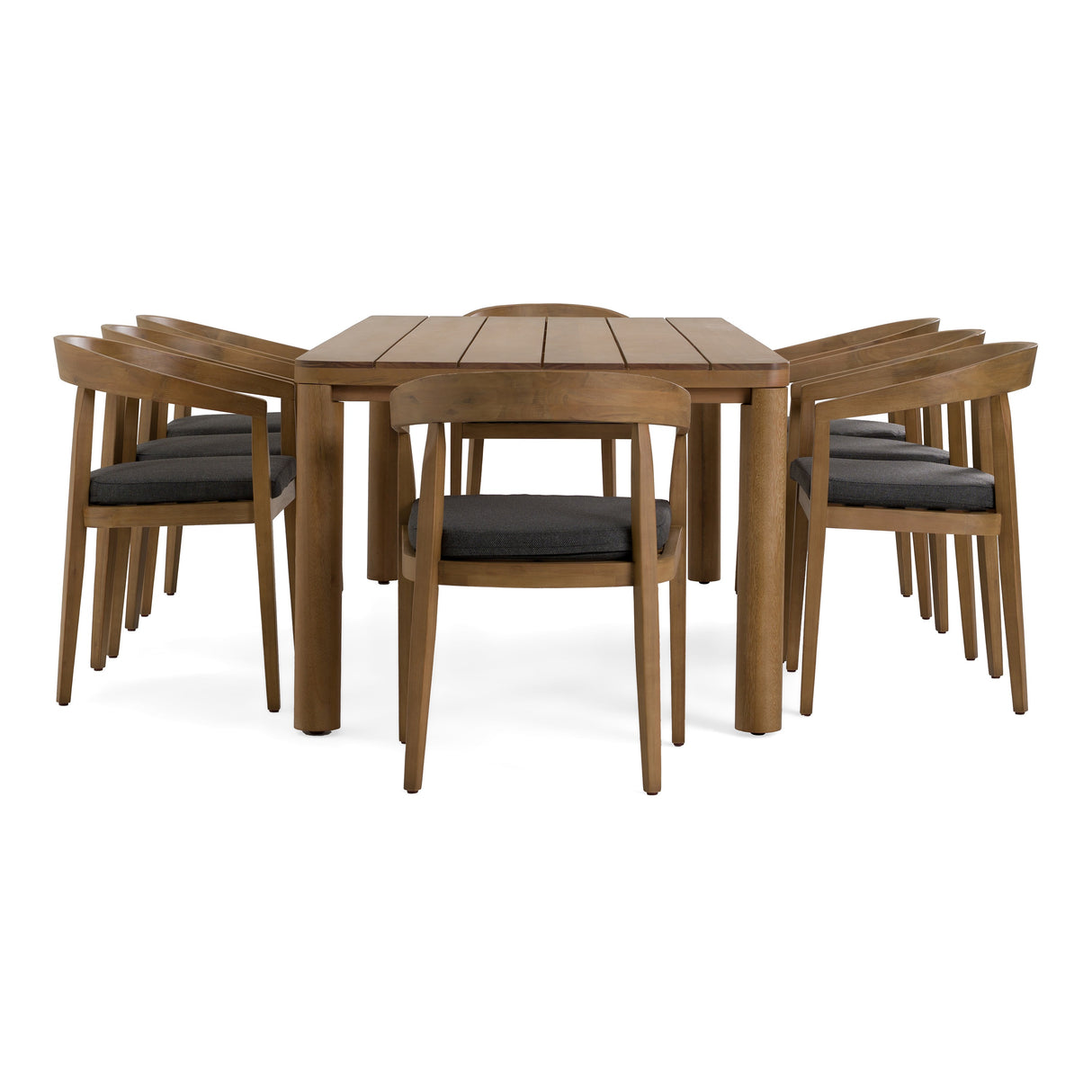 Evora + Sintra - Outdoor Eucalyptus + Grey Olefin 9-Piece Dining Set - View Image 1