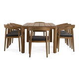 Evora + Sintra - Outdoor Eucalyptus + Grey Olefin 9-Piece Dining Set - View Image 1