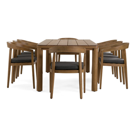 Evora + Sintra - Outdoor Eucalyptus + Grey Olefin 9-Piece Dining Set - View Image 1