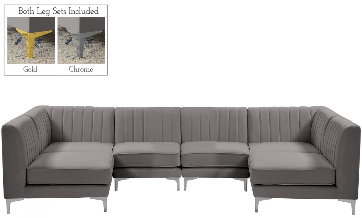 Alina - Modular Sectional 6 Piece - Grey - Fabric - 604Grey - Sec6B - Home Elegance USA - 2