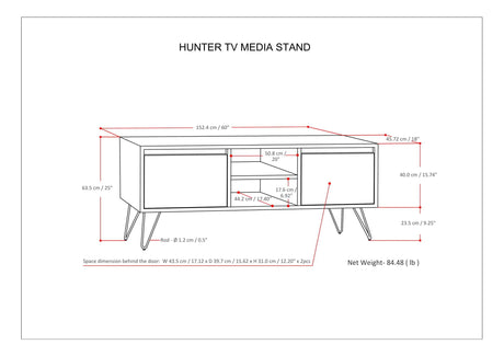 Hunter 60 inch Wide Solid Mango Wood TV Stand in Urban Brown For TVs up to 65 inches - sold by Home Elegance USA