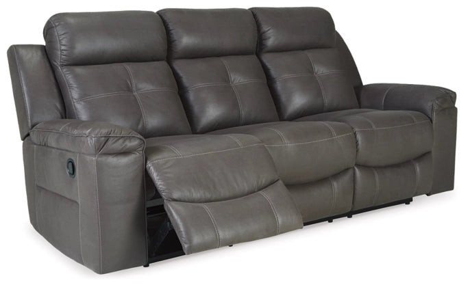 Dark Gray Jesolo Reclining Sofa - Faux Leather | Ashley - 8670588 - Home Elegance USA - 2