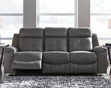 Dark Gray Jesolo Reclining Sofa - Faux Leather | Ashley | Home Elegance USA