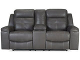 Ashley Dark Gray Jesolo DBL Rec Loveseat w/Console - Faux Leather - 8670594 - Home Elegance USA - 1