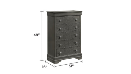 Blaze Upholstered Modern Style 5 Pc Full Bedroom Set with LED Headboard Made with Wood in Metallic Gray(CA WAREHOUSE) - sold by Home Elegance USA