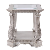 Acme - Northville End Table 86932 Clear Glass & Antique Silver Finish