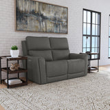 Carter Power Reclining Loveseat With Power Headrests & Lumbar - Smoke | Flexsteel