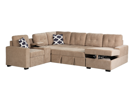Multifunctional Modular L - Shaped Sectional Sofa with Built - in Cup Holders, Hidden Storage Compartments and Convertible Seating Design - sold by Home Elegance USA
