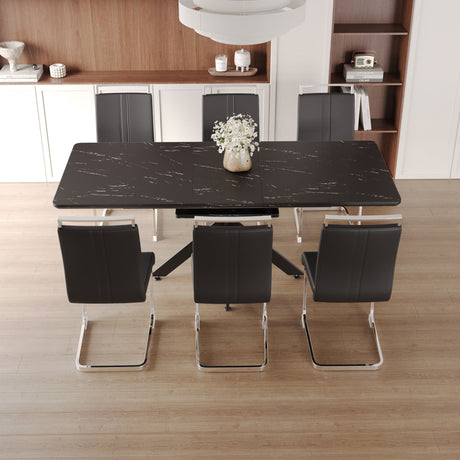 62.4' extendable 78.15' dining Table Set for 6-8 Person for Dining Room,C-shaped Tube Soft padded armless dining chair and Very large Dining Room Table Kitchen Table Chair Set with metal Legs - sold by Home Elegance USA