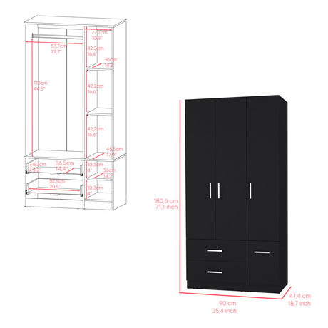 Four Door Armoire Crosby, Bedroom, Black - sold by Home Elegance USA