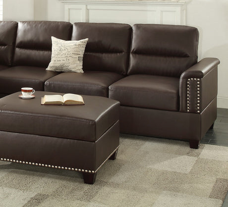 New Contemporary 3-PCS Reversible Sectional Set Living Room Furniture Espresso Faux Leather Couch Sofa Chaise Ottoman - sold by Home Elegance USA