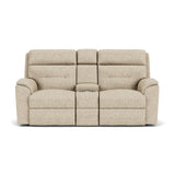 Mason Transitional Fabric Reclining Loveseat With Console | Flexsteel