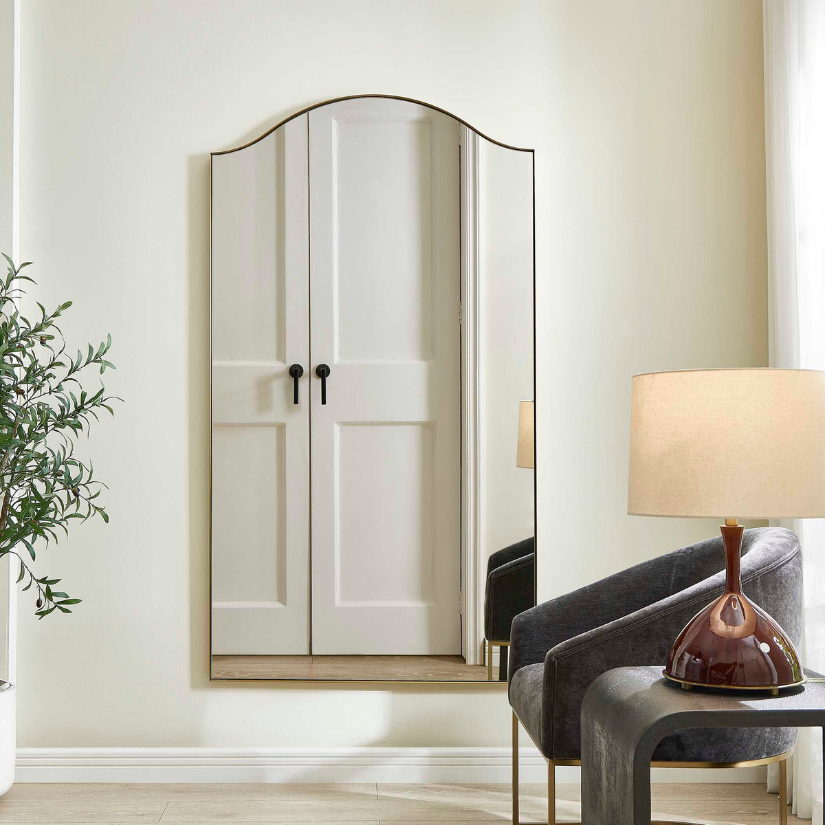 Mallorca Arch Mirror Brass - Gold by Uttermost - View 2