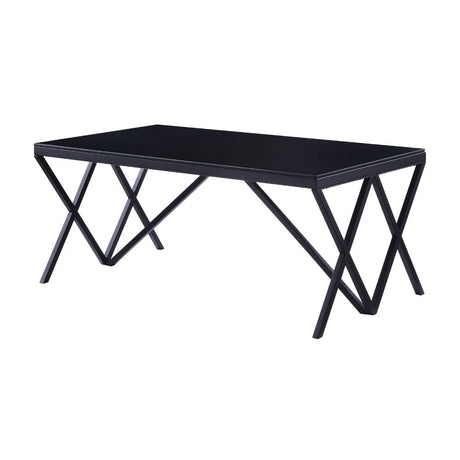 Acme - Magenta Coffee Table 87155 Glass & Black Finish