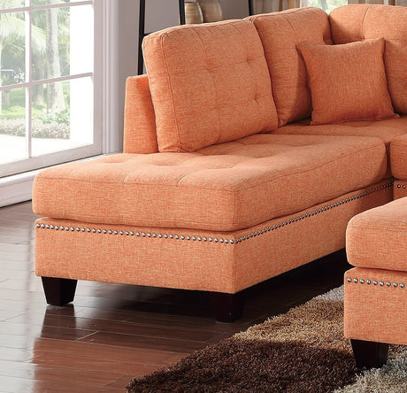 Modern Citrus Color 3pcs Sectional Living Room Furniture Reversible Chaise Sofa And Ottoman Tufted Polyfiber Linen Like Fabric Cushion Couch Pillows - sold by Home Elegance USA