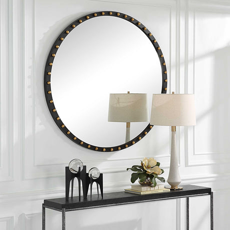Sele Oversized Round Mirror - Black by Uttermost - View 3