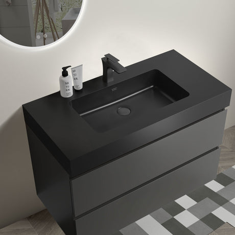 Alice 36" Gray Bathroom Vanity with Sink: Wall - Mounted Floating Vanity, Modern Design - W1865S00027 - Home Elegance USA - 2