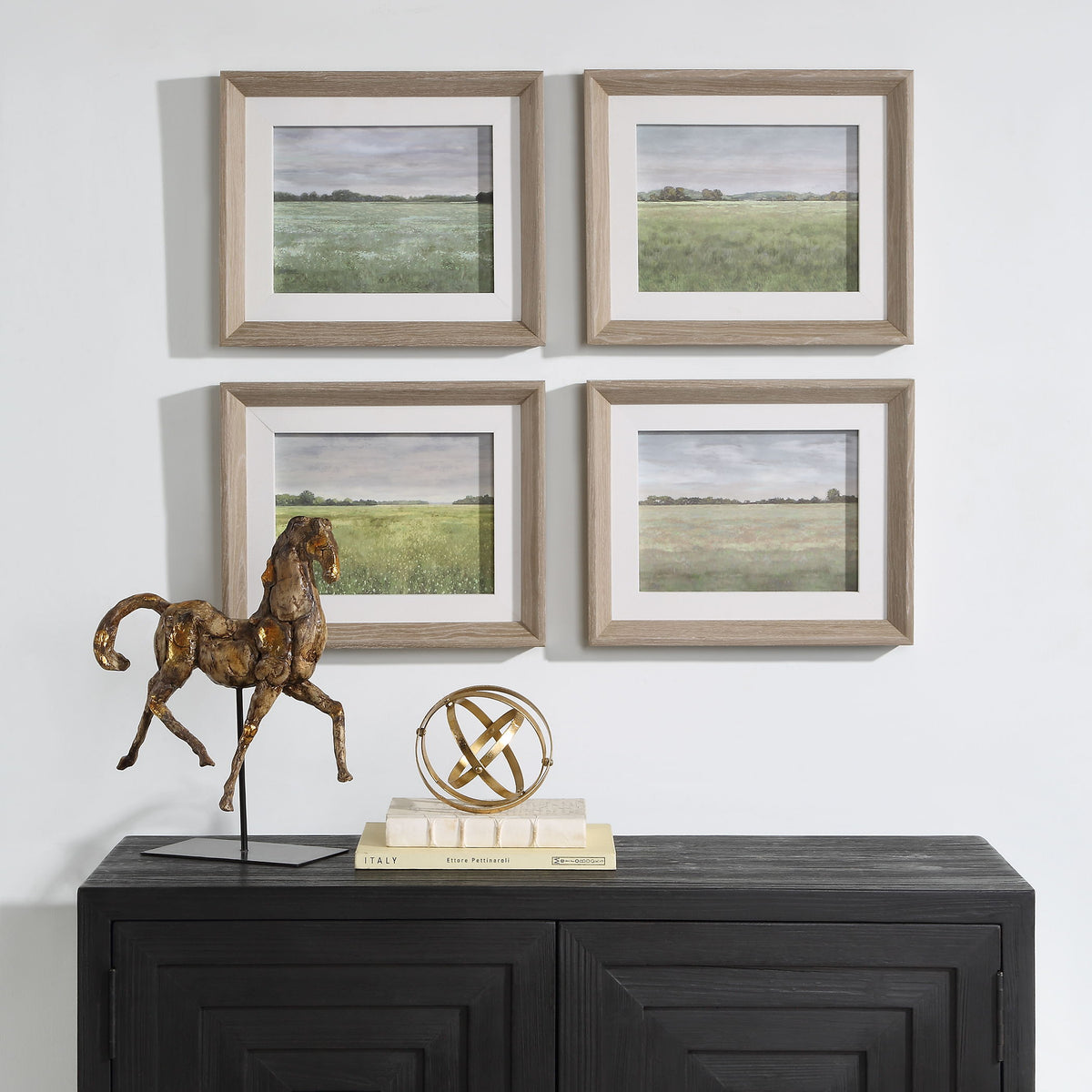 Quiet Meadows Framed Prints (Set of 4) - Green by Uttermost - View 2