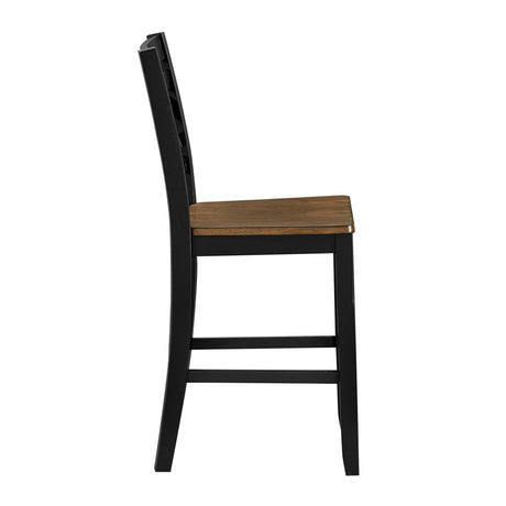 5pc Counter Height Dining Set Round Table with Storage and 4 Counter Height Chairs 2-Tone Black and Brown Finish Wooden Furniture - sold by Home Elegance USA