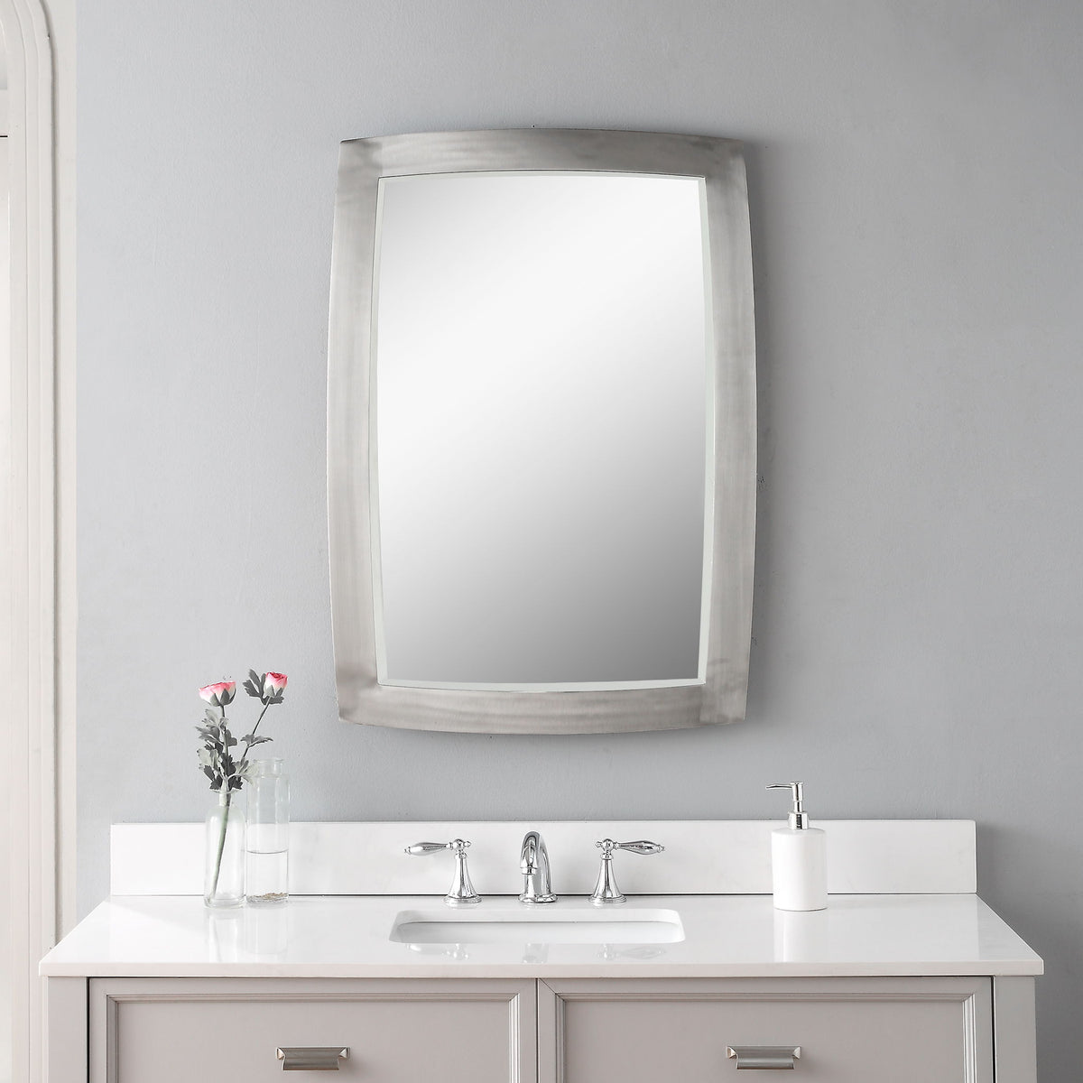 Haskill Mirror Brushed Nickel - Dark Gray by Uttermost - View 2