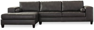 Ashley Charcoal Nokomis 87721S1 2 - Piece Sectional with Chaise - Faux Leather - 87721S1 - Home Elegance USA - 1