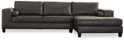 Ashley Charcoal Nokomis 87721S2 2 - Piece Sectional with Chaise - Faux Leather | Home Elegance USA