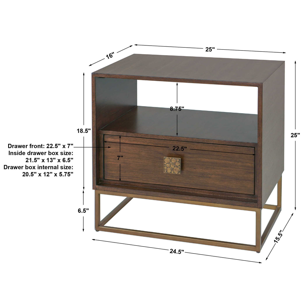 Bexley Walnut Side Table - Dark Brown by Uttermost - View 6