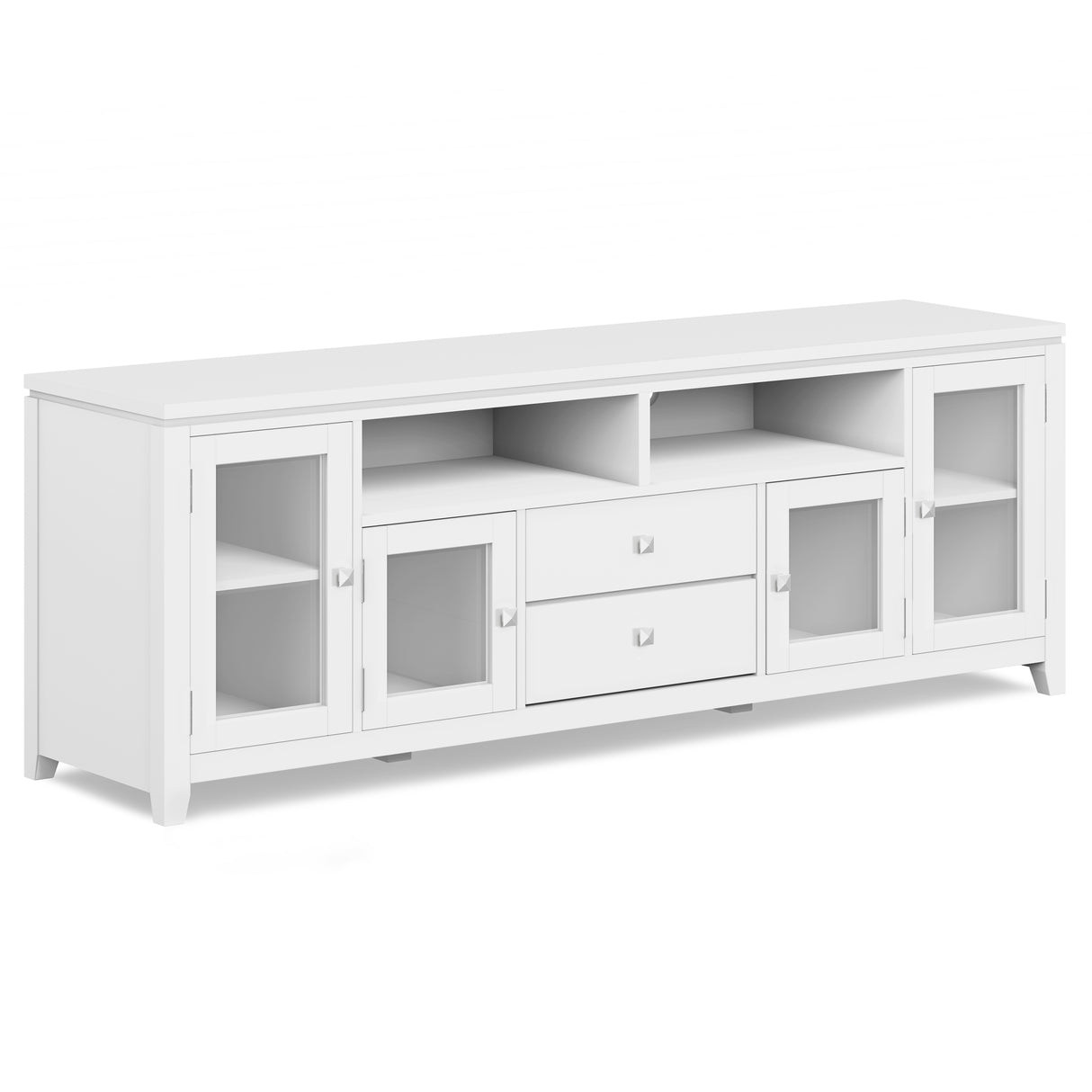 Cosmopolitan 72 inch Wide Solid Wood TV Stand in White For TVs up to 80 inches