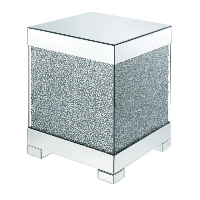 Acme - Mallika End Table 87912 Mirrored & Faux Round Crystals
