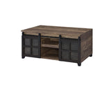 Acme - Nineel Coffee Table 87955 Obscure Glass, Rustic Oak & Black Finish