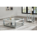 Acme - Noralie Coffee Table 87995 Mirrored & Faux Diamonds