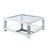 Acme - Noralie Coffee Table 87995 Mirrored & Faux Diamonds