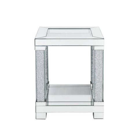 Acme - Noralie End Table 87997 Mirrored & Faux Diamonds