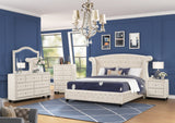 Queen 5 Pc Bedroom Set Made with Wood in Cream