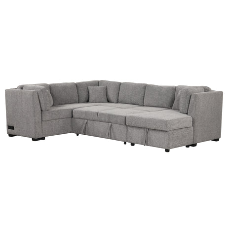U-shaped Sectional Sofa Pull out Sofa Bed with USB Ports, Power Sockets, Storage Chaise, Light Gray Chenille, 108.6' - sold by Home Elegance USA