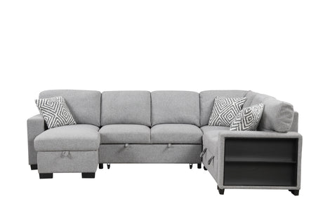 Cairo Modern Style Sectional with pullout sleeper, storage 2 Bookcase and USB made with wood and metal in Gray(B009 -NJ Inventory) - sold by Home Elegance USA