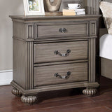 1pc Nightstand Only Traditional Gray Solid wood 3 - Drawers Ball Bearing Metal Glides Antique Brass Handles w/ Acrylic Accent Bedroom Furniture - B01179795 - image - 2