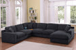 Celine 128'W Charcoal Chenille Fabric Corner Sectional Sofa with Right-Facing Chaise, Cupholders, and Charging Ports - sold by Home Elegance USA