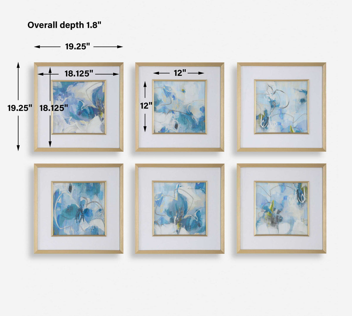 Fresh Start Blue Abstract Prints (Set of 6) by Uttermost - View 8