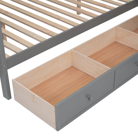 Twin-Twin over Full L-Shaped Bunk Bed With 3 Drawers, Portable Desk and Wardrobe, Gray(OLD SKU:LT100542AAE) - sold by Home Elegance USA