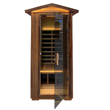 Red Cedar 1-Person Infrared Sauna – Indoor & Outdoor Wooden Home Sauna - sold by Home Elegance USA