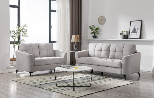 Callie Light Gray Velvet Fabric Sofa Loveseat Living Room Set | Home Elegance USA